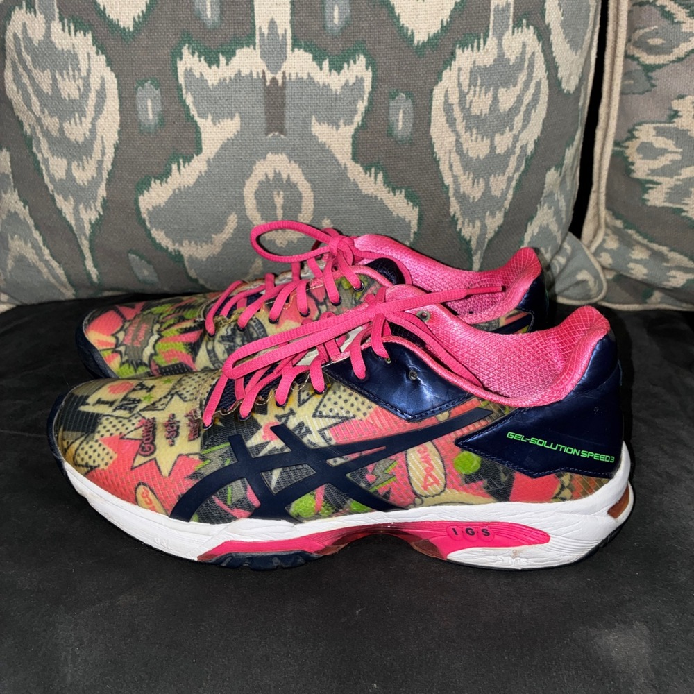 Asics Gel-Solution Speed 3 NYC Limited Edition Comic Print Tennis Shoes Womens - Picture 3 of 9